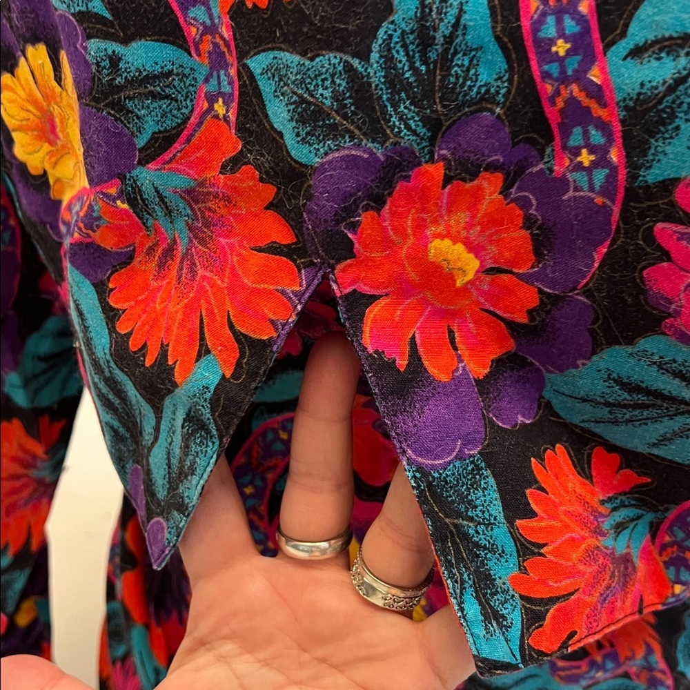 VINTAGE WRANGLER 80’s WESTERN FLORAL LONG SLEEVE BUTTON DOWN TOP SMALL - Picture 6 of 16